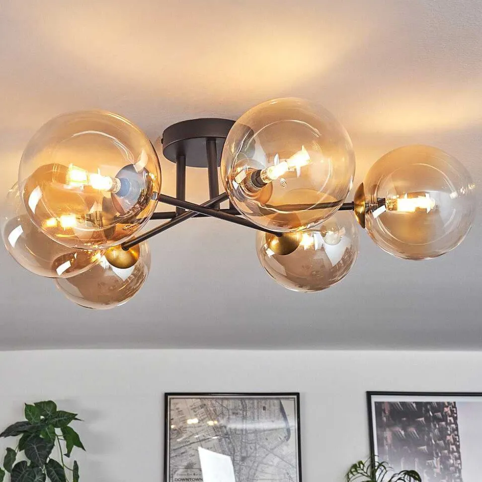 Plafonnier Chehalis Or, Noir, 6 Lumieres