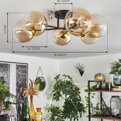 Plafonnier Chehalis Or, Noir, 6 Lumieres