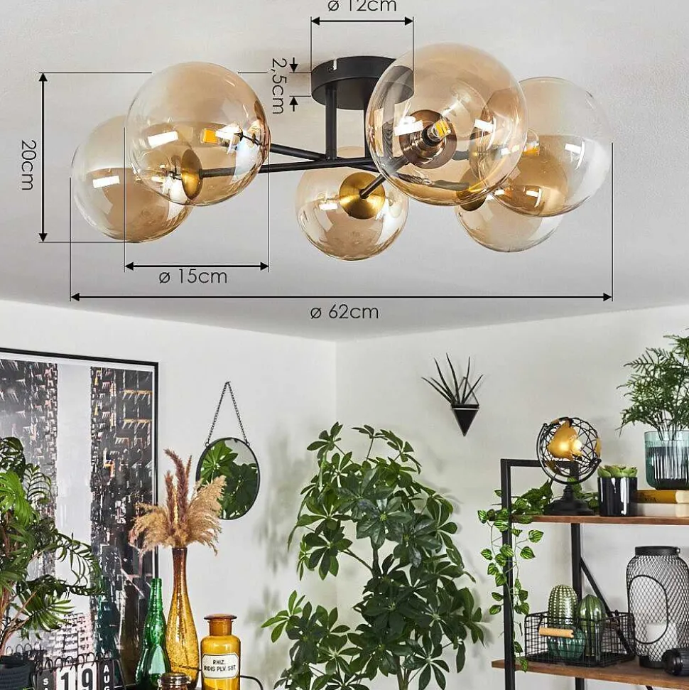 Plafonnier Chehalis Or, Noir, 6 Lumieres