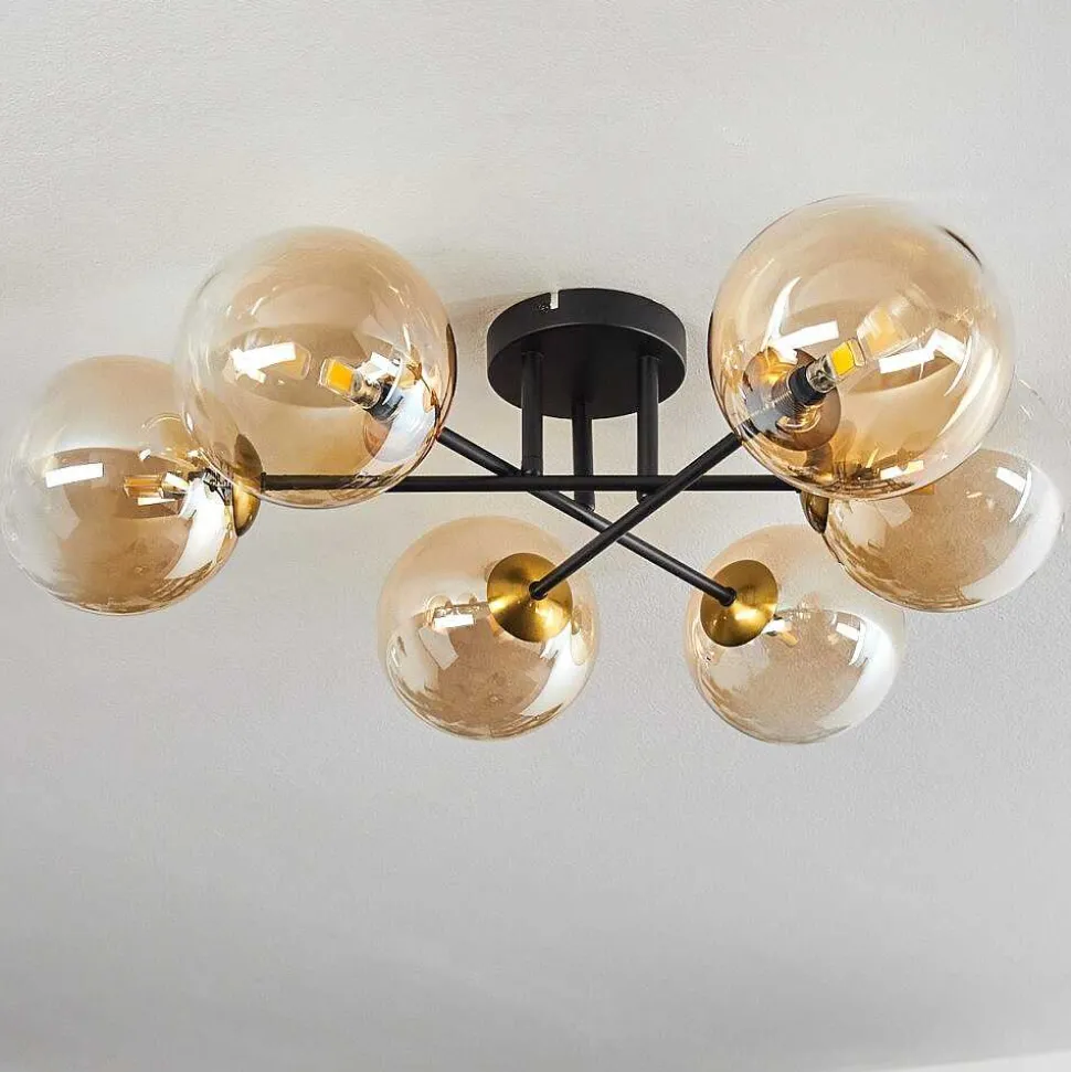 Plafonnier Chehalis Or, Noir, 6 Lumieres