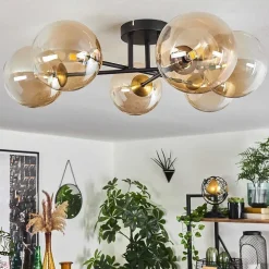 Plafonnier Chehalis Or, Noir, 6 Lumieres