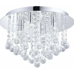 Plafonnier Eglo Almonte Led Chrome, Aspect Cristal, 4 Lumieres