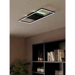 Plafonnier Eglo Calagrano-Z Led Noir, 1 Lumiere, Changeur De Couleurs