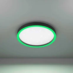 Plafonnier Eglo Montemorelos-Z Led Noir, 1 Lumiere, Changeur De Couleurs