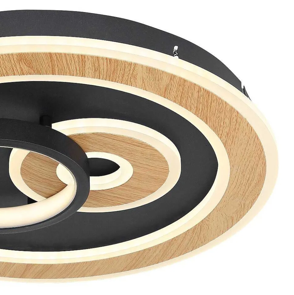 Plafonnier Globo Chessy Led Couleur Bois, Noir, Blanc, 1 Lumiere, Telecommandes