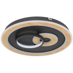 Plafonnier Globo Chessy Led Couleur Bois, Noir, Blanc, 1 Lumiere, Telecommandes