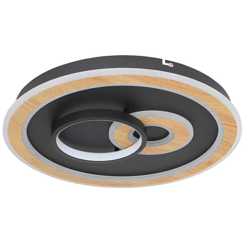 Plafonnier Globo Chessy Led Couleur Bois, Noir, Blanc, 1 Lumiere, Telecommandes