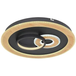 Plafonnier Globo Chessy Led Couleur Bois, Noir, Blanc, 1 Lumiere, Telecommandes