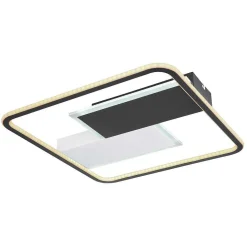 Plafonnier Globo Jenna Led Noir, Blanc, 1 Lumiere, Telecommandes