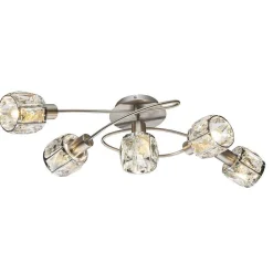 Plafonnier Globo Kris Nickel Mat, 5 Lumieres