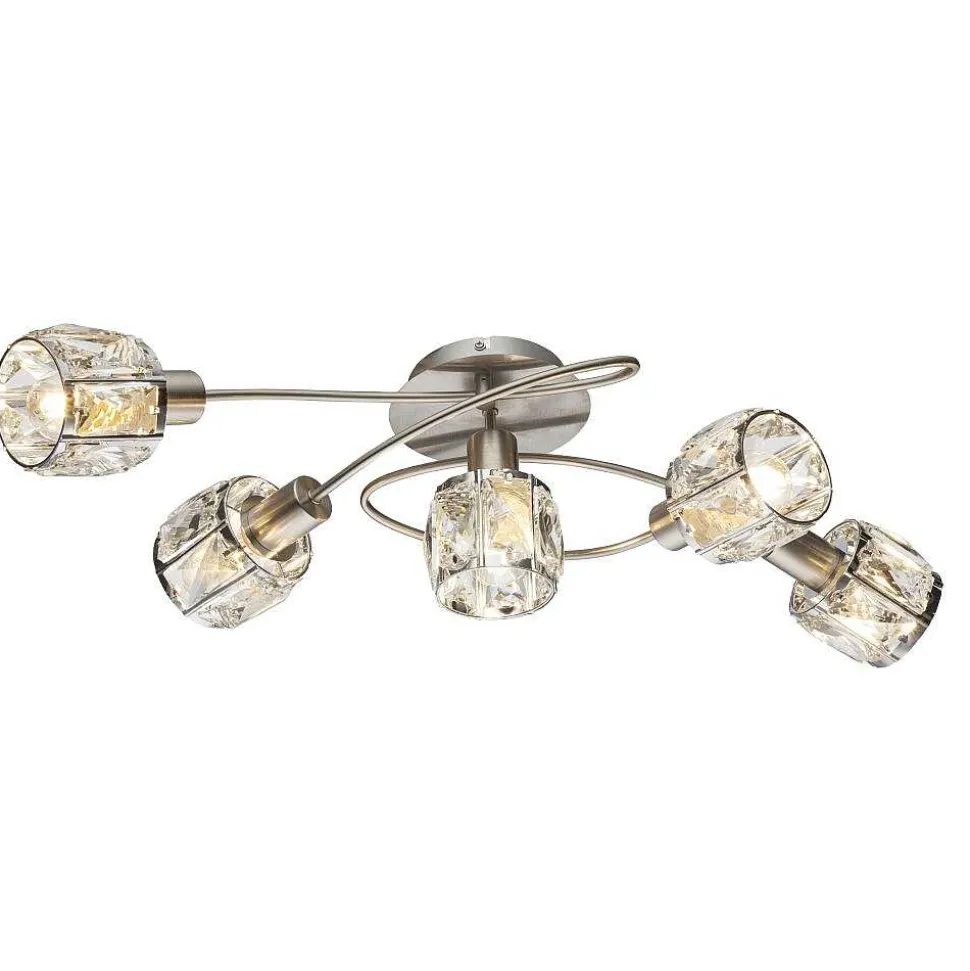 Plafonnier Globo Kris Nickel Mat, 5 Lumieres