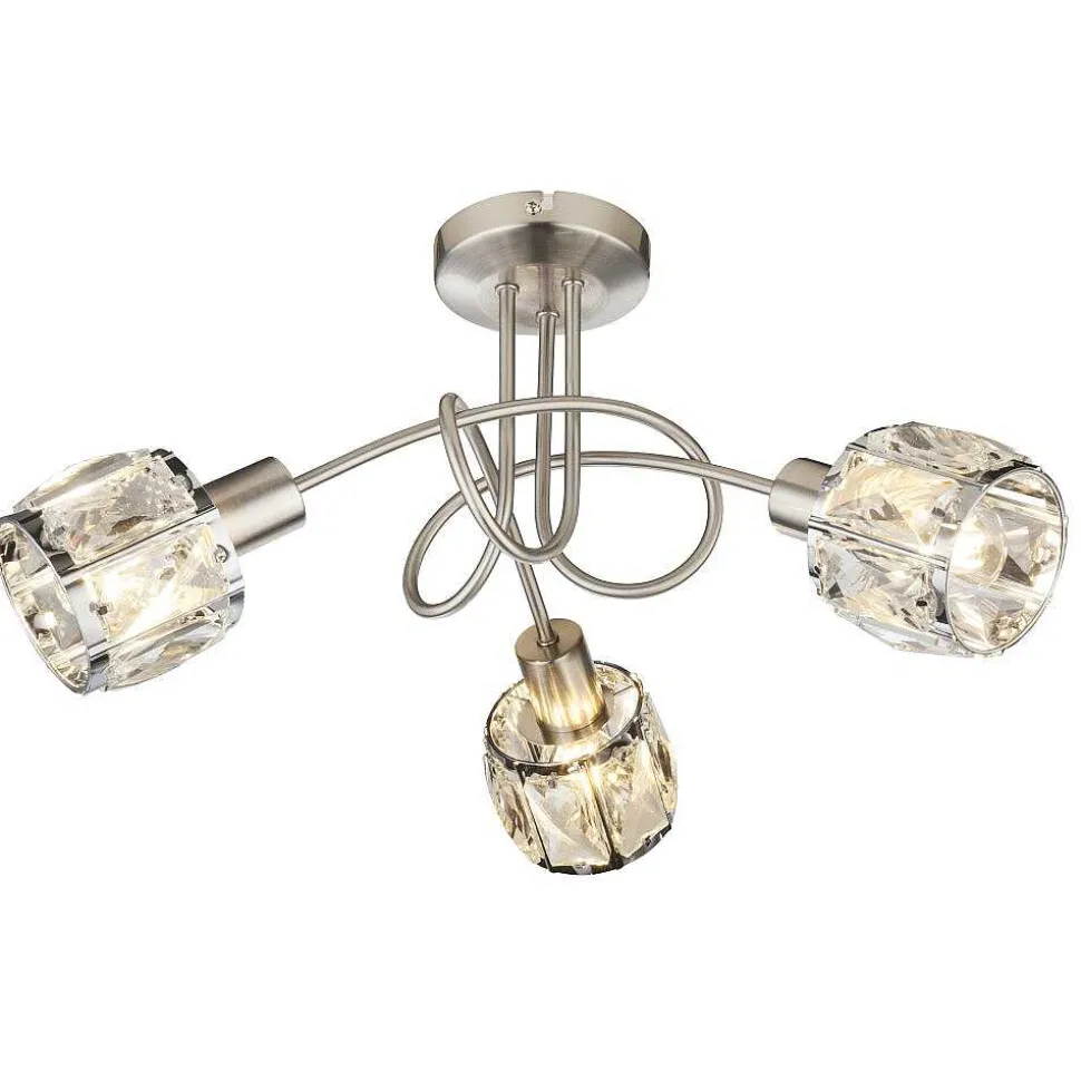 Plafonnier Globo Kris Nickel Mat, 3 Lumieres