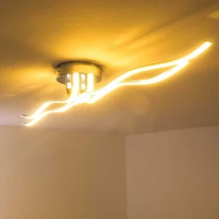 Plafonnier Globo Wave Led Chrome, 1 Lumiere