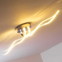 Plafonnier Globo Wave Led Chrome, 1 Lumiere