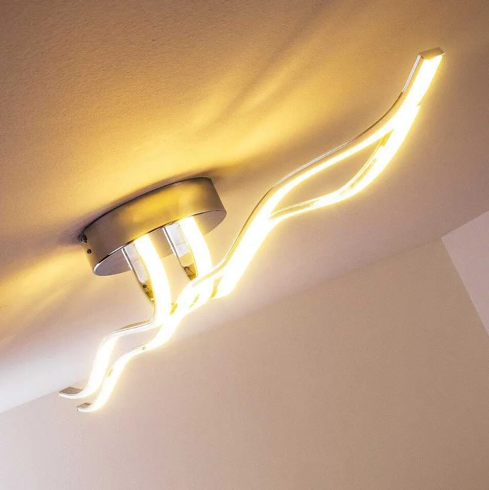 Plafonnier Globo Wave Led Chrome, 1 Lumiere