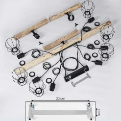 Plafonnier Gondo Bois Clair, Noir, 6 Lumieres