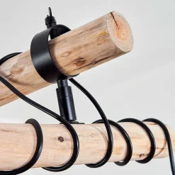 Plafonnier Gondo Bois Clair, Noir, 6 Lumieres