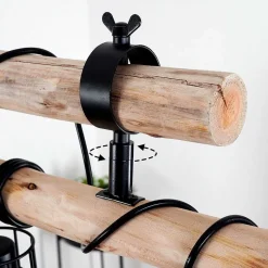 Plafonnier Gondo Bois Clair, Noir, 6 Lumieres