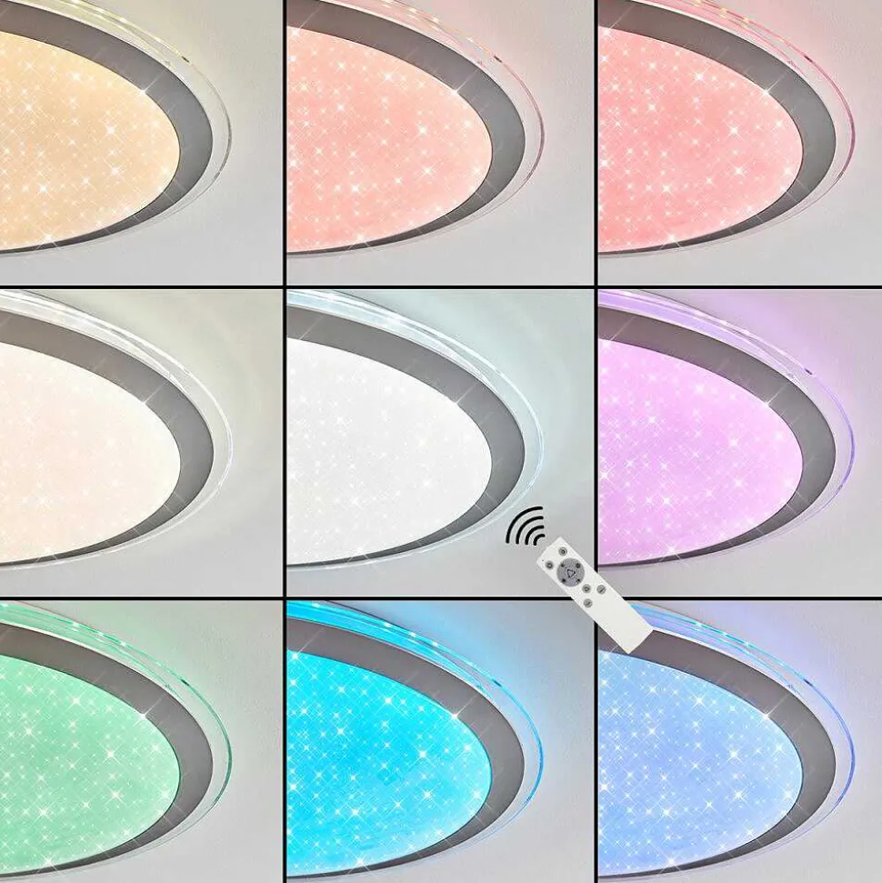 Plafonnier Gorgonta Led Blanc, 2 Lumieres, Telecommandes, Changeur De Couleurs