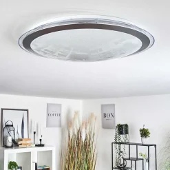 Plafonnier Gorgonta Led Blanc, 2 Lumieres, Telecommandes, Changeur De Couleurs