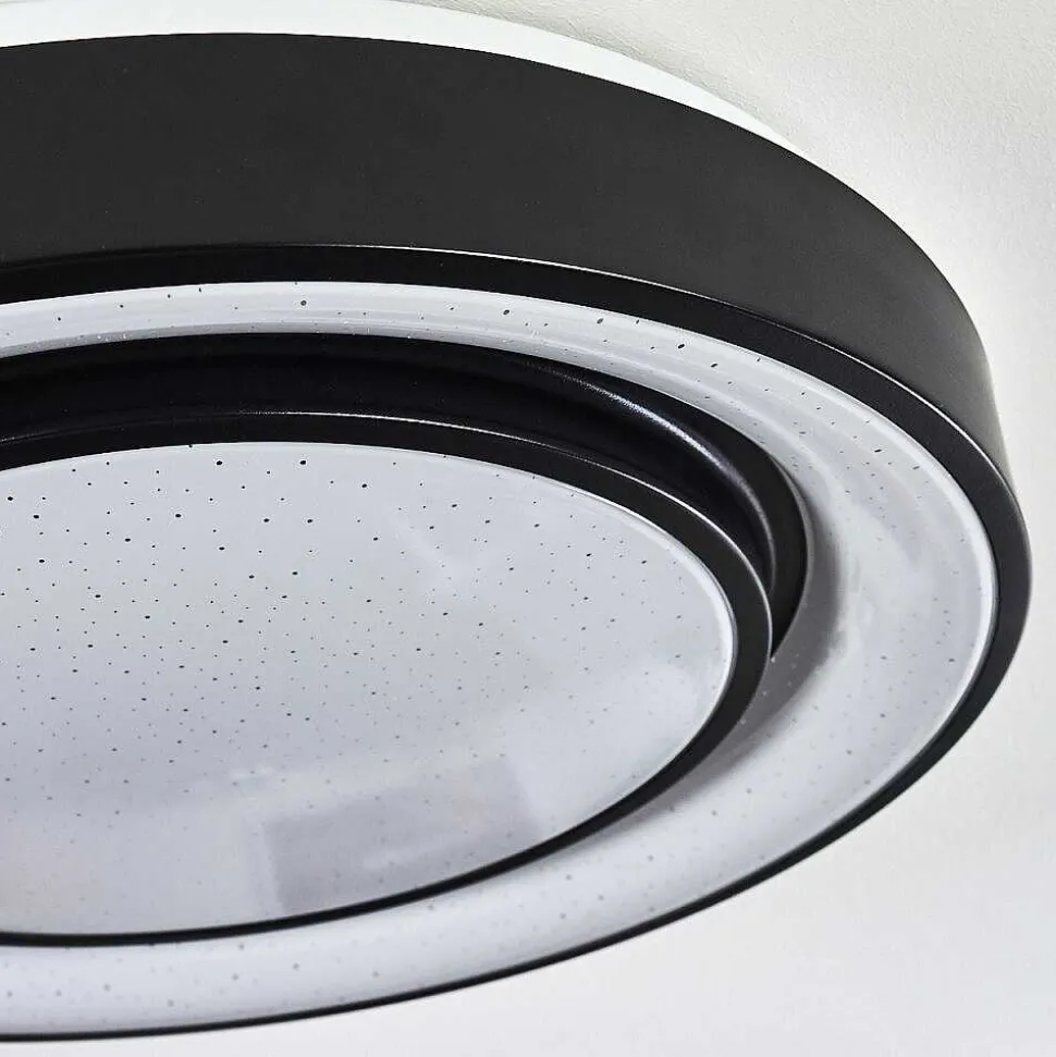 Plafonnier Grimacco Led Noir, 1 Lumiere, Changeur De Couleurs