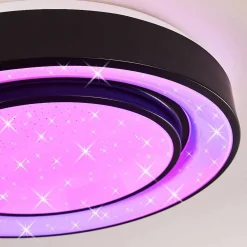 Plafonnier Grimacco Led Noir, 1 Lumiere, Changeur De Couleurs