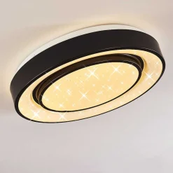 Plafonnier Grimacco Led Noir, 1 Lumiere, Changeur De Couleurs