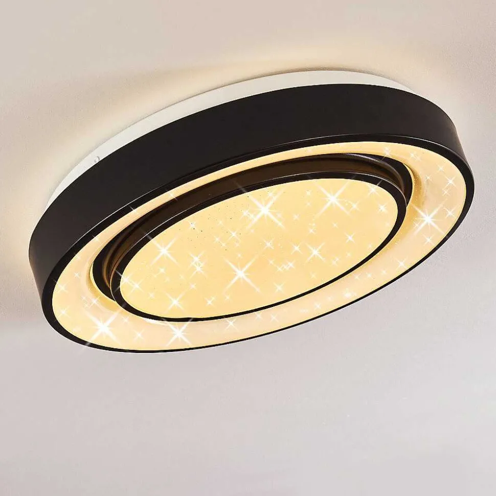 Plafonnier Grimacco Led Noir, 1 Lumiere, Changeur De Couleurs