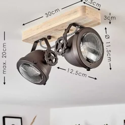 Plafonnier Herford Bois Clair, 2 Lumieres