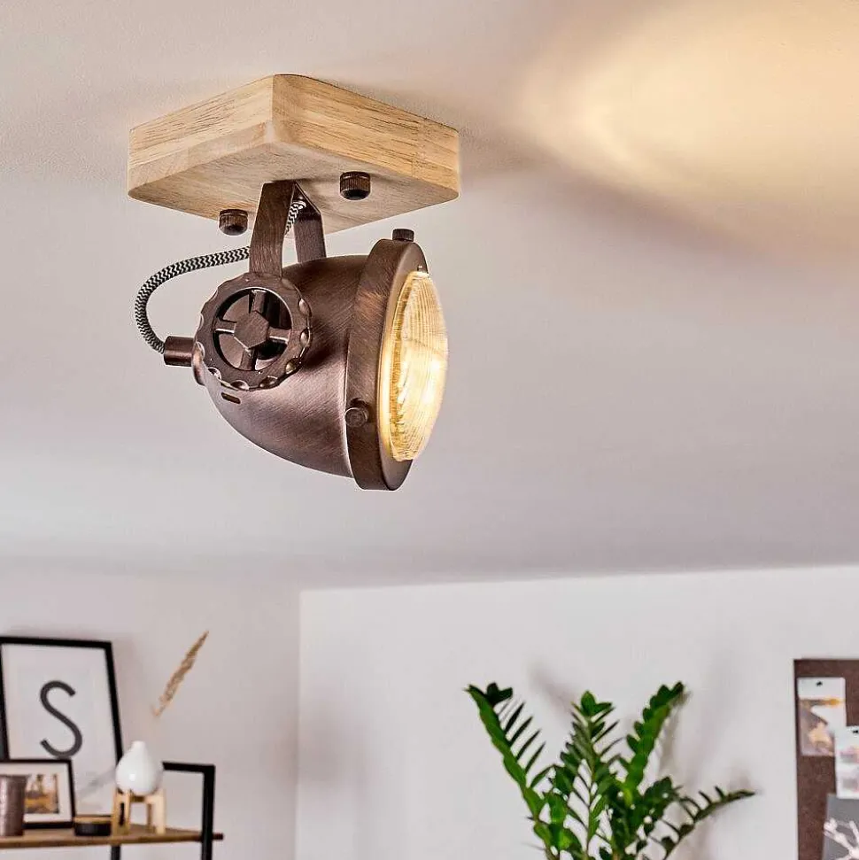 Plafonnier Herford Bois Clair, Cuivre, 1 Lumiere