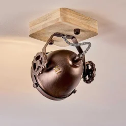 Plafonnier Herford Bois Clair, Cuivre, 1 Lumiere