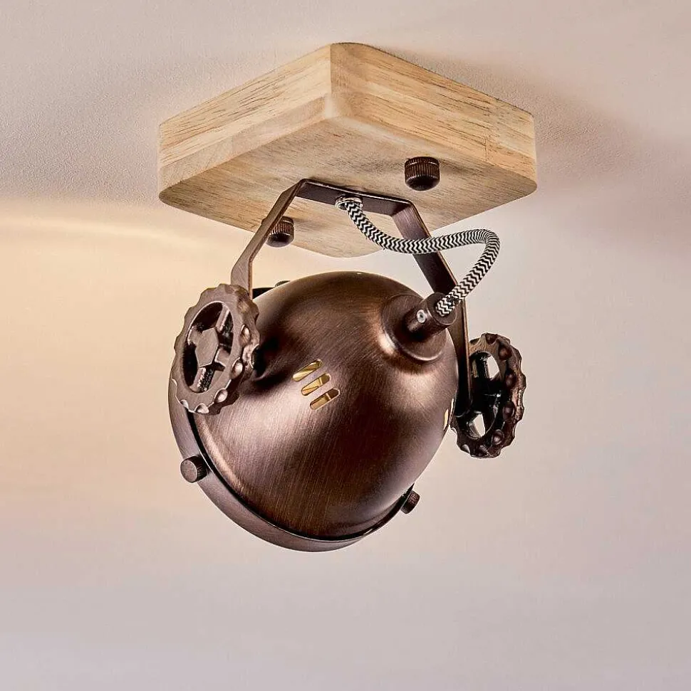 Plafonnier Herford Bois Clair, Cuivre, 1 Lumiere