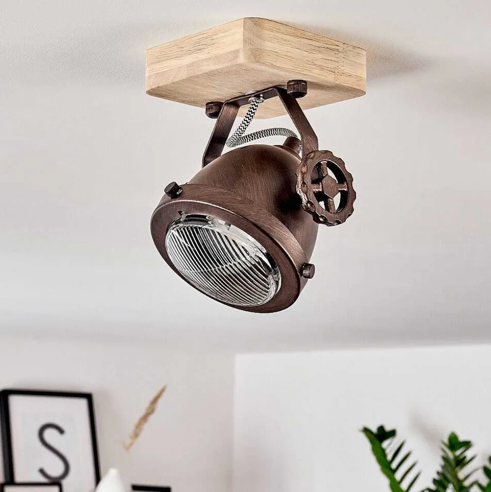 Plafonnier Herford Bois Clair, Cuivre, 1 Lumiere