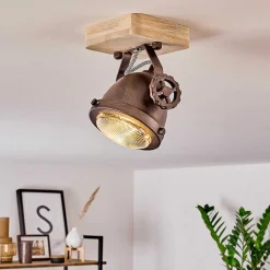 Plafonnier Herford Bois Clair, Cuivre, 1 Lumiere