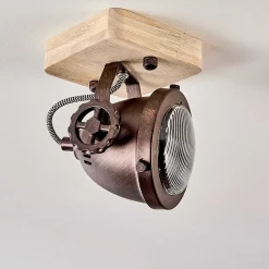 Plafonnier Herford Bois Clair, Cuivre, 1 Lumiere