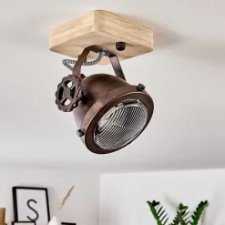 Plafonnier Herford Bois Clair, Cuivre, 1 Lumiere