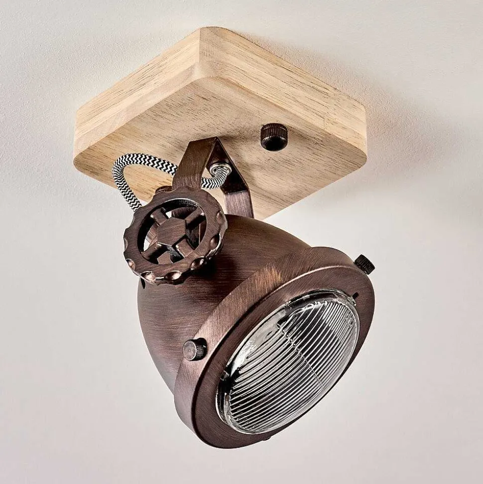 Plafonnier Herford Bois Clair, Cuivre, 1 Lumiere