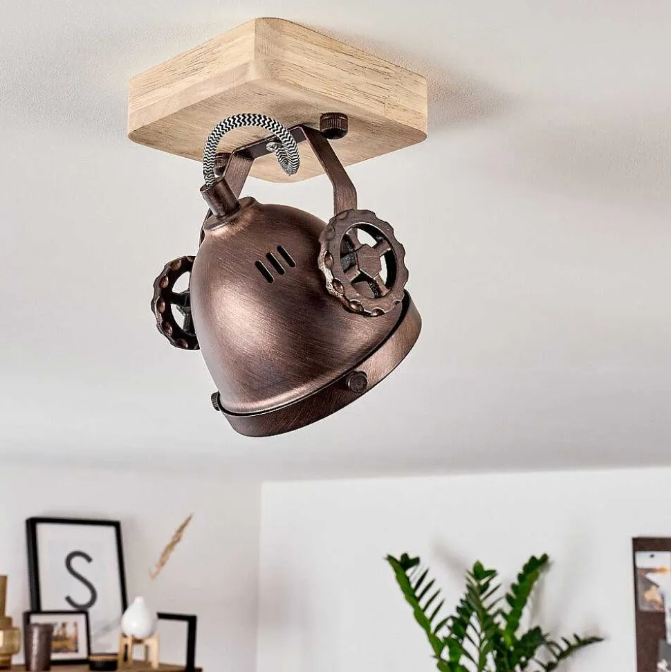 Plafonnier Herford Bois Clair, Cuivre, 1 Lumiere