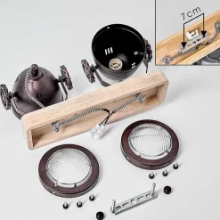 Plafonnier Herford Bois Clair, Cuivre, 2 Lumieres