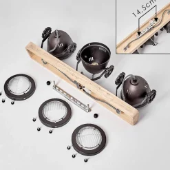 Plafonnier Herford Bois Clair, Cuivre, 3 Lumieres