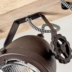 Plafonnier Herford Bois Clair, Cuivre, 3 Lumieres