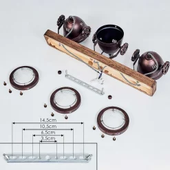 Plafonnier Herford Bois Fonce, Rouille, 3 Lumieres