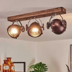 Plafonnier Herford Bois Fonce, Rouille, 3 Lumieres