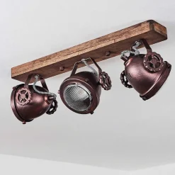 Plafonnier Herford Bois Fonce, Rouille, 3 Lumieres