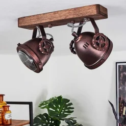 Plafonnier Herford Bois Fonce, Rouille, 2 Lumieres