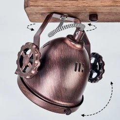 Plafonnier Herford Bois Fonce, Rouille, 2 Lumieres