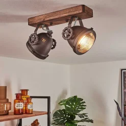 Plafonnier Herford Brun, Bois Fonce, 2 Lumieres