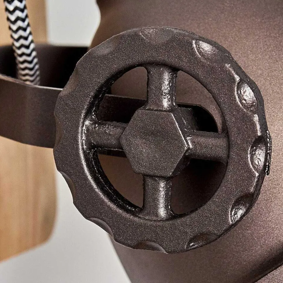 Plafonnier Herford Brun, Bois Clair, Noir, 1 Lumiere