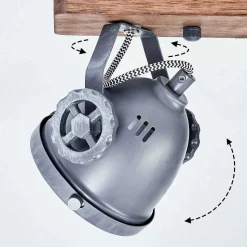 Plafonnier Herford Gris, Bois Fonce, 3 Lumieres