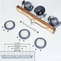 Plafonnier Herford Gris, Bois Fonce, 3 Lumieres